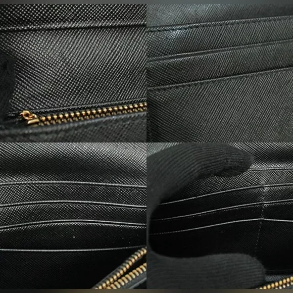 Prada ribbon long saffiano black continental bow wallet with Prada box - Picture 5 of 16